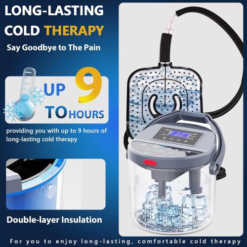 Cold Therapy Machine with Programmable Timer, Ice-Machine-for-Knee-After-Surgery, Knee Replacement Recovery Equipment, Cryotherapy Pain Relief w/Compression Pad for Shoulder, Ankle (Gray)