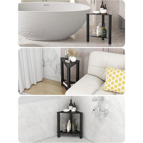 VOTZAAQ Shower Foot Rest, Shower Stool for Inside Shower, Stainless Steel Waterproof Shower Stool for Shaving Legs - Corner Bathroom Bench Seat with Storage Shelf for Small Shower Spaces