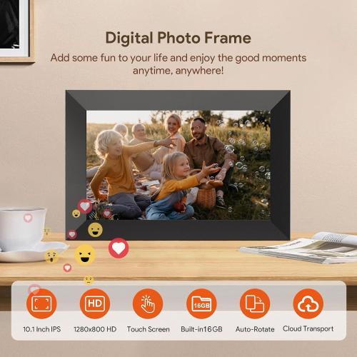 Uhale Digital Picture Frame, 10.1-inch High Definition Touch Screen, 16GB Memory, Digital Photo Frame with Automatic Rotation Feature
