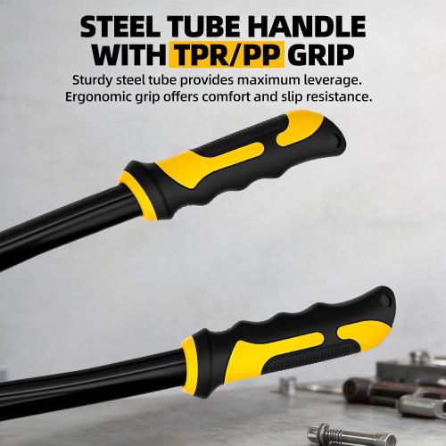 GRENPRO 18 Bolt Cutter, CRV Chrome Vanadium Steel Blade, Yellow & Black Non-Slip Handle for Cutting Chain, Wire, Screw, Rivet