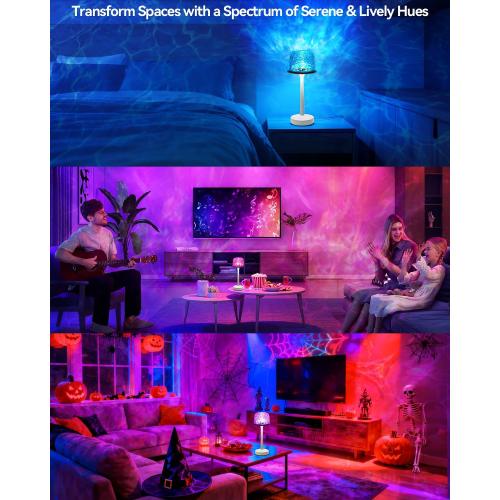 Rechargeable Shower Lamp Waterproof for Inside Shower-Bathroom Lamp Color Changing Ocean Wave Projector Light Water Proof,Shower Lighting Led Water Ripple Lights Ocean Lamps Bath Tub Relaxing