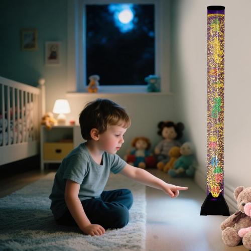 4FT Sensory LED Bubble Tube Lamp with Color-Changing Lights – Soothing Water Bubble Effects for Kids with Autism & ADHD, Stress Relief for Adults, (One Set, Not Five Sets)