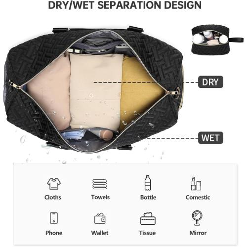 Duffle Bag for Travel, Weekender Bag with Shoe Compartment, Carry On Overnight Bag for Women with Toiletry Bag, Gym Bag with Wet Pocket, Hospital Bags for Labor and Delivery