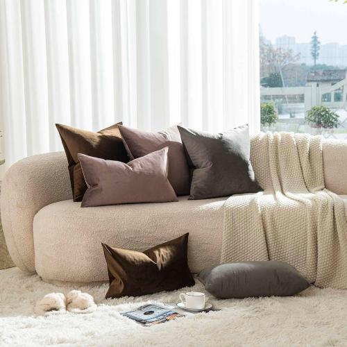 JUSPURBET Throw Pillow Covers Set of 2 Decorative Velvet Pillow Covers for Couch Sofa Bed Soft Cushion Covers Cases with Invisible Zipper for Living Room Home Decor 24x24 inch,Ash