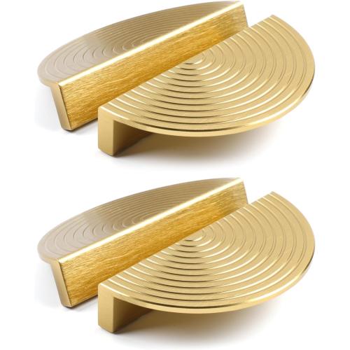 Gold Drawer pulls Brushed Brass Cabinet pulls Modern Gold Cabinet Handles Drawer Handles for Dresser Bathroom (4Pack-Lengths:4inch Semicircle)
