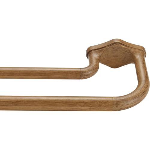 Brown Wood Grain Double Curtain Rods For Windows 72-144 Inch,Heavy Duty Double Curtain Rod with Aluminum Finials and Bracket,Adjustable Double Window Rods For Blackout Or Room Darkening Panels