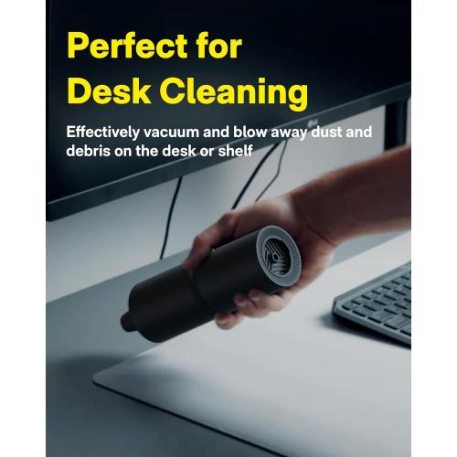 HOTO Handheld Vacuum Cleaner Cordless, Desk Vacuum Cleaner Compressed Electric Air Duster 15000Pa Suction, 4-in-1 Portable Vortex Vacuum Dust Buster Air Blower for Computer, Keyboard, Coffee Grounds
