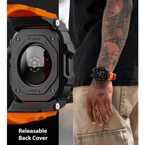 ULTIMAL Rugged Case with Band for Apple Watch Band 45mm,Compatible with Apple Watch Series 9/8/7 45mm,Military Grade Shockproof Bumper Cover for iWatch Tactical Band Men (Orange, 45mm)
