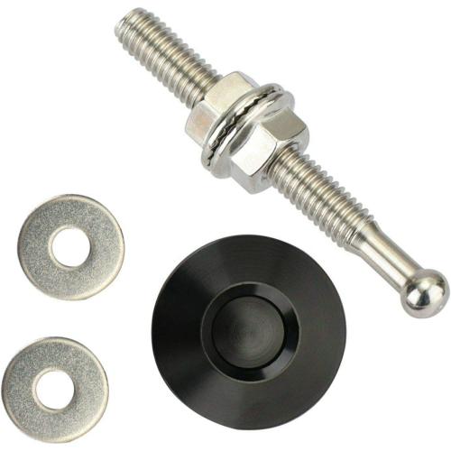 Universal Aluminum Vehicle Hood Pins - License Plate Lock Clip, Push Button Bonnet, Quick Release Lock Latch Bumper, Diameter 1.25 inch (Black, Pack of 8)