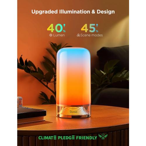 Govee RGBIC Smart Table Lamp 2, Touch Bedside Small Table Lamp Work with Matter, Alexa, LED Desk Lamp with 64 Scene Modes, Color Changing Lamp for Bedroom Living Room Dimmable Night Light(Corded)