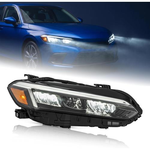 LED Headlights Assembly Fit for 2022 2023 2024 2025 HONDA CIVIC Sedan/Hatchback（Ex, Lx, Si, Sport, Sport Touring, Touring） 11th Gen Civic，Replaces OE#LH 33100-T20-A22 HO250320