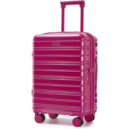 Carry On Luggage 22x14x9 Airline Approved, 20 Inch Expandable PC ABS Hardside Suitcase Carry On Luggage with Spinner Wheels for Women Men (Very Berry)
