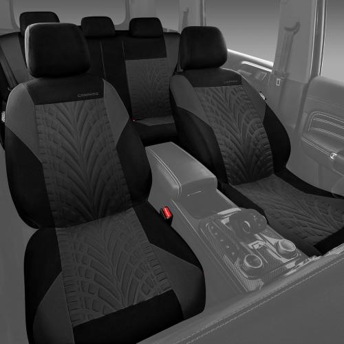 CAR PASS Car Seat Covers Full Sets, Front & Split Rear Bench for Car, 3D Tyre Embossed Automotive Interior Covers, Airbag Compatible, Quick Setup Universal Fit Seat Covers for Car, SUV(Charcoal)