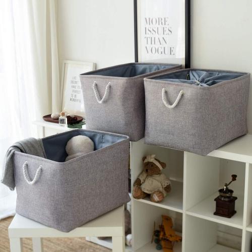 TheWarmHome Fabric Storage Bins Baskets for Organizing, Large Sturdy Storage Basket W/Handles, Decorative Foldable Storage Baskets for Shelves Closet Nursery Toy (X Large - 3 Pack 17.7L×13.8W×9.8H)