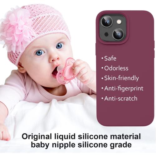 Vooii Compatible with iPhone 14 Case,[Silky Touch Premium Liquid Silicone] [Soft Anti-Scratch Microfiber Lining], Ultra Slim Shockproof Protective Case for iPhone 14 - WineRed