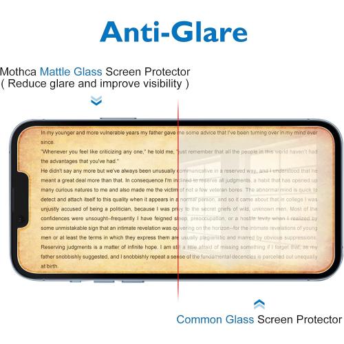 Mothca Matte Glass Screen Protector for iPhone 17e / iPhone 16e / iPhone 14 / iPhone 13 / iPhone 13 Pro [6.1 Inch] Anti-Glare & Anti-Fingerprint Tempered Glass [Easy Installation Frame] Smooth as Silk