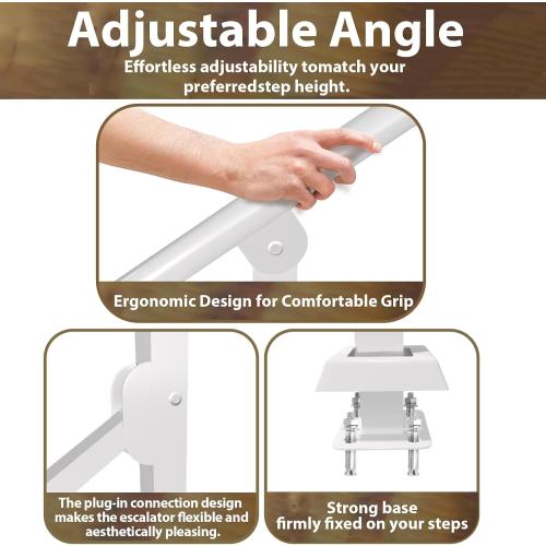 Hand Rails for Outdoor Steps, 2 Step Handrail Outdoor with Installation Kit, Railings for Outdoor Steps, Porch Handrail & Indoor Stair Safety Stair Railing Kit for Deck Gates Porch Concrete