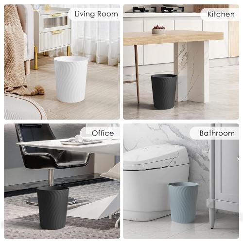 YGJT Small Trash Can, 3 Pack 1.8 Gallons Bathroom Trash Can Waste Basket, Round Garbage Can, Plastic Trash Bin for Kitchen, Dorm, Bedroom, Office, Living Room, Study, Compact Spaces(Grey)