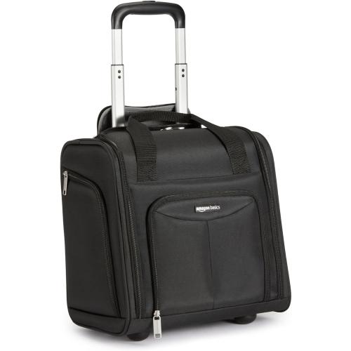 Amazon Basics Underseat Carry On Luggage with Wheels - 14 Rolling Travel Bag, Black