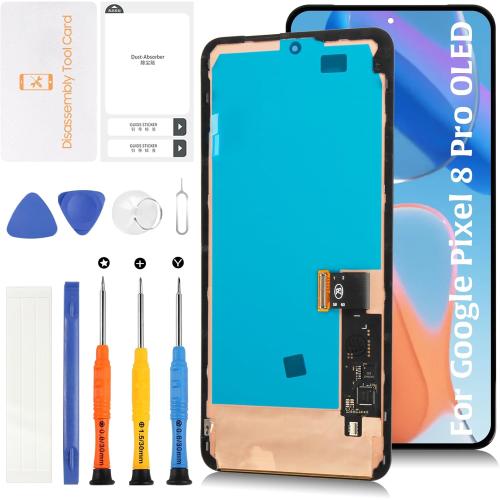 Olivechard for Google Pixel 8 Pro Screen Replacement with Frame (Fingerprint Cable Transfer Required) Aftermarket Display for GC3VE G1MNW – 6.7 Touch Digitizer Assembly (Not Original LTPO OLED)