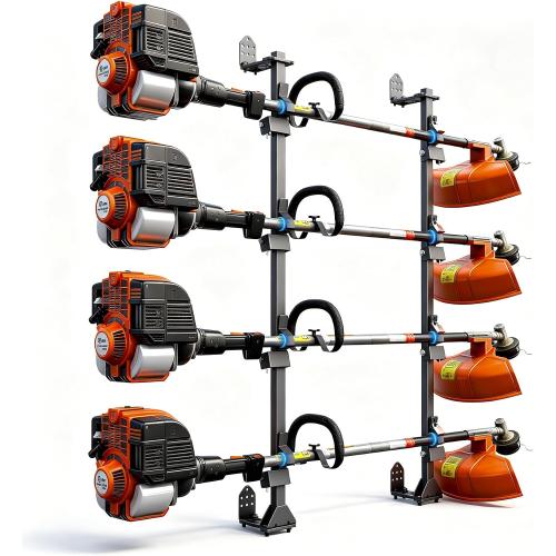 ELITEWILL Weedeater Rack for Open/Enclosed Trailers, Heavy-Duty 4 Place Commercial Trimmer Rack for Trailer Work Landscape Truck Holder Trailer Equipment Accessories Weed Eater Racks w/Lock