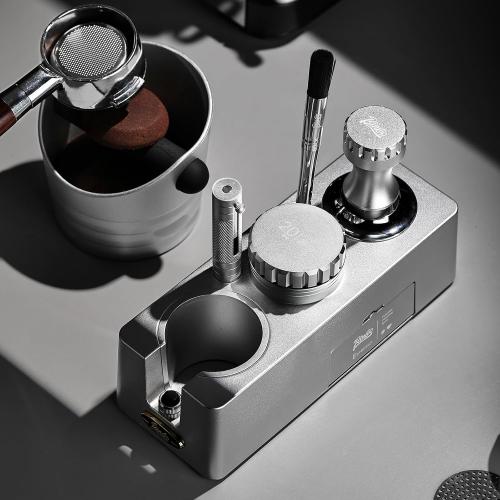 Espresso Tamping Station, Campact Tamper Station Coffee Tamper Stand, Coffee Organizer Box for 51/53/54/58 Tamper, Portafilter, WDT Tool, Distributor, Espresso Accessories, Plastic (Rectangular)