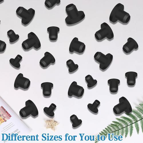 140Pcs Rubber Plug Box, Round Hole Silicone Tool Various Sizes Rubber Plugs Round HolesT-Type Flexible Stopper Sealing Covers for Car Wiring Furniture
