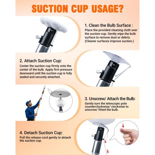 Light Bulb Changer Pole Kit 3 FT to 20 FT Telescoping Extension Pole with 2 Baskets and Suction Cup for High Ceilings and Recessed Lights Lightbulb Tool Removal Changing