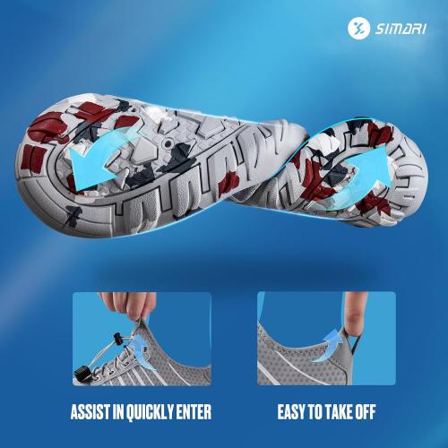 Grey Size 42 SIMARI Water Shoes for Women Men - Barefoot Quick-Dry Aqua Socks | Lightweight Swim Shoes for Surfing, Swimming, Beach Sports, Kayaking, Diving | Non-Slip Design