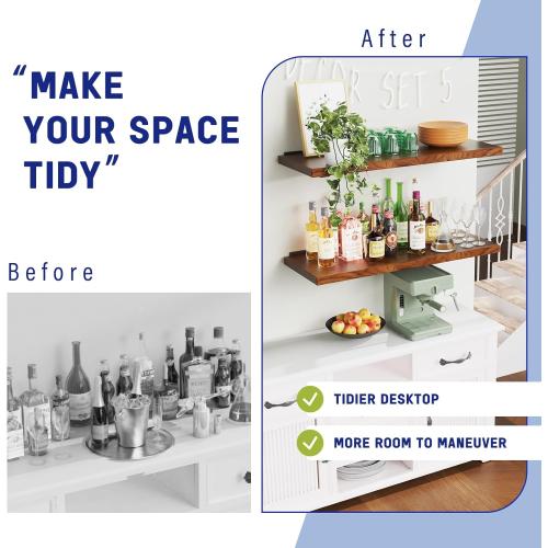 Goovilla Shelf Bracket, Heavy Duty Floating Shelf Brackets 10 inch Long, 6 Pack Brackets for Shelves, Black Coated Metal Wall Shelf Support Brackets with 1/5 Inch Thick and 160 lb. Load Capacity