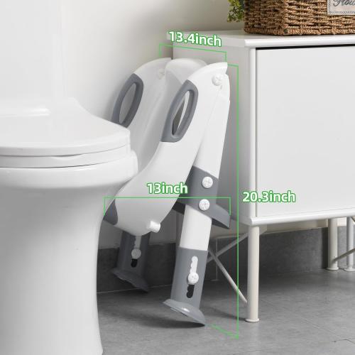 Potty Training Seat ，SKYROKU Potty Training Toilet with Step Stool Ladder, for Kids Boys Girls Toddlers - Comfortable Safe Potty Seat with Anti-Slip Pads Ladder （8838-Grey）