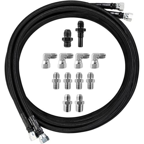 Transmission Cooler Lines - Upgraded 6AN 70-inch Automotive Replacement Black Nylon Braided Hose, Compatible with GM Chevy Ford Turbo 700R4 4L60E 4L65E 4L80E
