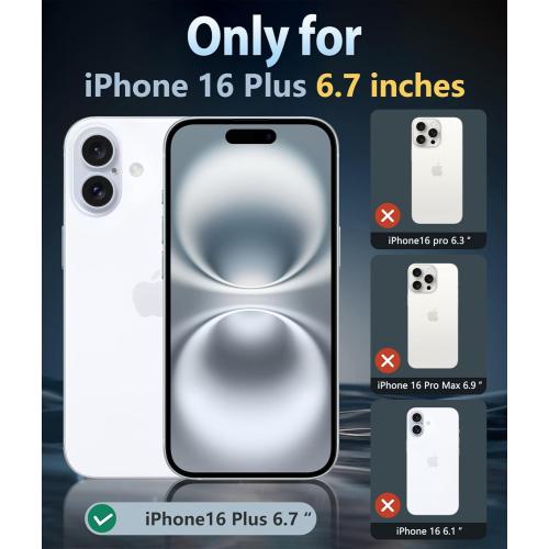 FNTCASE for iPhone 16 Plus Case: Clear Magnetic Phone Cases with Screen Protector Compatible with Magsafe Slim Anti Yellowing Rugged Shockproof Protective Transparent Cell Phone Cover (A-Clear)