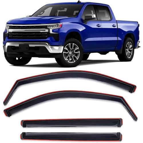 in-Channel Window Rain Guards Fit for Chevy Silverado 1500/GMC Sierra 1500 2019-2026 Crew Cab Extra Durable Window Deflectors Window Visors,Vent Visors,Vent Shades,Truck Accessories-4PCS