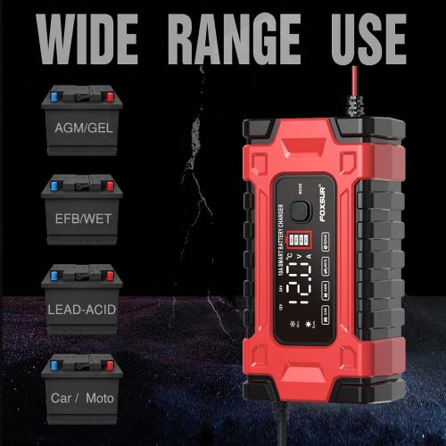 Cirket Battery Charger 12V 10A and 24V 5A-Fully Automatic Car Battery Chargers with Big Size Display Smart Portable Maintainer, Desulfator,Battery Chargers Automobile Lead-Acid (Red)