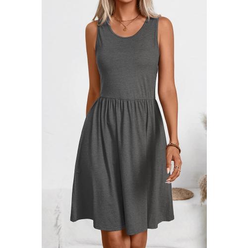 Size XL Womens Summer Tank Dress Sleeveless Casual High Waist A-line Beach Sundress