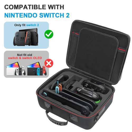 Diocall Carrying Case Compatible with Nintendo Switch 2 2025, Hard Travel Case Fits Switch 2,2 Pro Controllers, Joy Con Grip, Power Adapter and Cables.