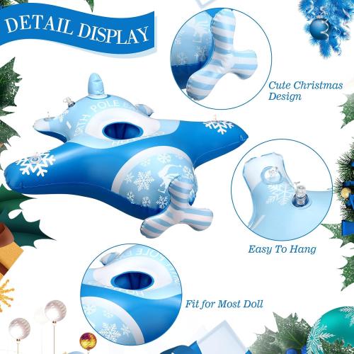 2 Pcs Airplane Toy Christmas Elf Inflatable Plane Ride Toy Airplane with Cotton Rope and Pump for Christmas Party Decoration