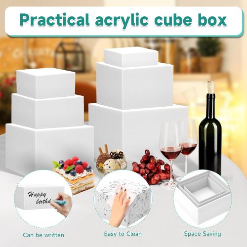 12 Large Buffet Risers,3Pcs 12,10,8 Buffet Risers,Food Risers for Buffet Table Display Stand Shelf for Party Catering Dessert Jewelry Collectibles Acrylic Cube Boxes