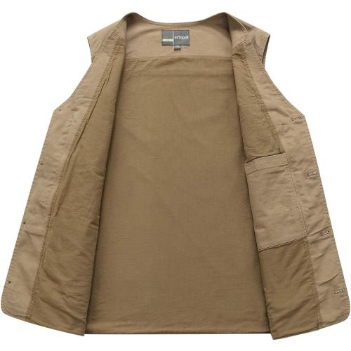 Size XL KTWOLEN Men's Outerwear Multi-Pocket Vests Casual Fishing Safari Vest Cotton Lightweight Outdoor Vest