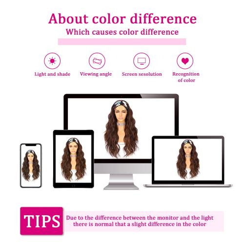 SAPPHIREWIGS Glueless Headband Wig Loose Body Wavy Synthetic Hair Wigs for Black Women Wave None Lace Front Wigs Mix Brown Color Machine Made Wigs 150% Density 26inch