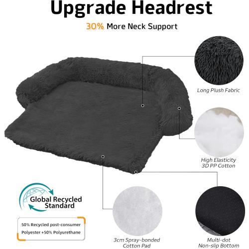 Calming Dog Bed Fluffy Plush Dog Mat for Furniture Protector with Removable Washable Cover for Large Medium Small Dogs and Cats (Extra Large(53x39.3x6), Dark Grey)