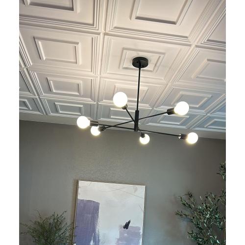 STICKGOO PVC Ceiling Tiles, 2'x2' Glue Up Ceiling Panel White to Prevent Breakage Cover 48 Sq. Ft, Pack of 10 Tiles