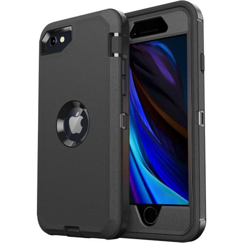 for iPhone SE Case 2022/2020/3rd/2rd,iPhone 8/7 case [Shockproof] [Dropproof] [Military Grade Drop Tested] with Non-Slip Removable Heavy Duty Full Body Phone Case-Black