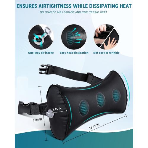 Inflatable Lumbar Pillow for Airplane Travel Lumbar Support Pillow for Car, Office Chair Back Support Office Chair Back Support for Reducing Lower Back Pain (Black)