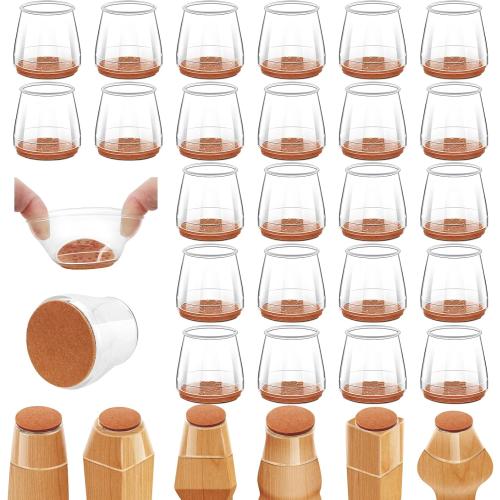 24Pcs Silicone Chair Leg Floor Protectors, Felt Furniture Pads for Hardwood Floors, Rubber Chair Leg Protector for Hardwood Floors, Chair Leg Caps Chair Leg Covers for Wooden Floors(Clear, XSmall)
