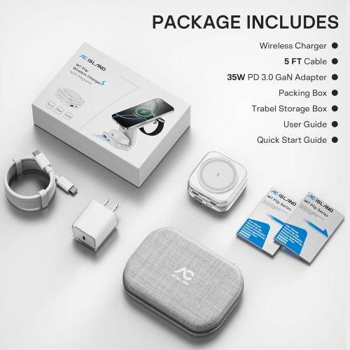 5-in-1 Wireless Charger for MagSafe, AC ISLAND Portable Travel Charging Station, 35W Max Fast Foldable Magnetic Stand, Evolved for iPhone 17-12 & Air Series, Apple Watch, AirPods (with 35W Adapter)