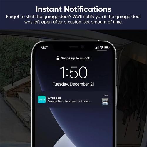 Wyze Smart Garage Door Opener w/built-in HD Video, Remotely Control Garage Door, 1080p HD Video w/Color Night Vision, Two-Way Audio