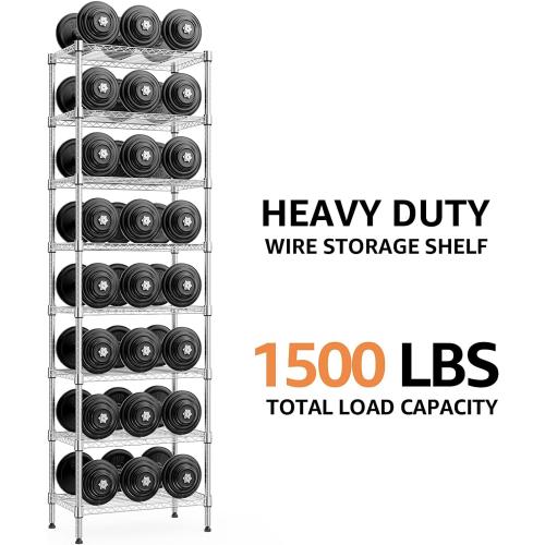 M MZG 8 Tier 2000 lbs Storage Rack Metal Wire Shelving Unit, Storage Standing Shelf Organizer for Laundry Bathroom Kitchen Pantry Closet Garage Utility Room, Chrome 13.8 D x 23.6 W x 79.5 H