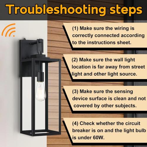 22 Inch Outdoor Wall Light Dusk to Dawn, Extra Large Wall Lantern for House Exterior Wall Sconce with Sensor, Photocell Porch Light for House Outside Garage Patio Lighting, E26 Socket, 1 Pack